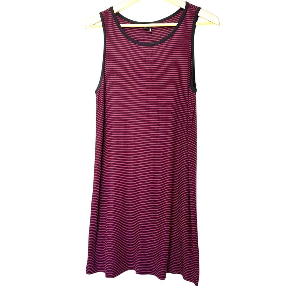 NWOT Paige Mia Shift / Tank Style Dress Striped Black / Beaujolais Size Medium